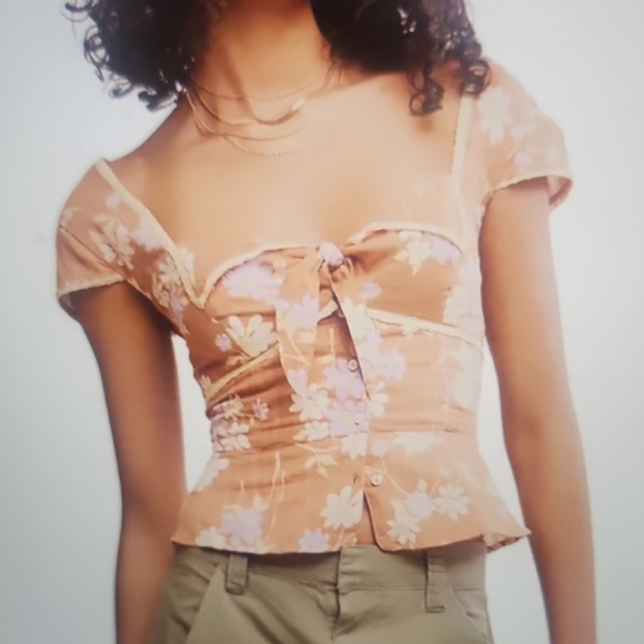 Free People Tops - Free People Call Me Baby Blouse Meerkat Combo Size S